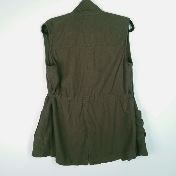 Sanctuary Linen Blend Daytrip Vest Olive Sz M - Picture 2 of 7